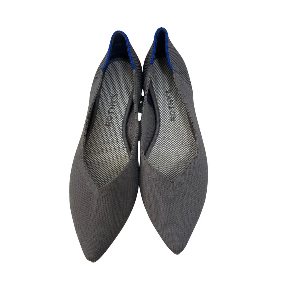 Rothys Gray Slip On Mary Jane Shoes 7.5 Preppy Quiet Luxury Office Siren Comfort